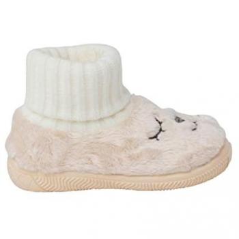 Zapatillas de Casa Cerradas para Niña Osito de Pelo Suave Tipo Calcetín Talla 27 Color Crudo