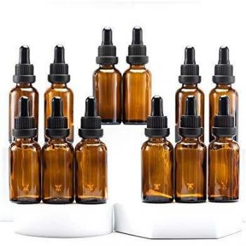 Yizhao Ambar Frasco Cuentagotas Cristal 30ml, Bote Cuentagotas con [Goteros Cuentagotas Cristal], para Aceite Esencial, Aromaterapia, Fragancia, Aceites Perfume, Masaje,Laboratorio, Boticario - 12Pcs