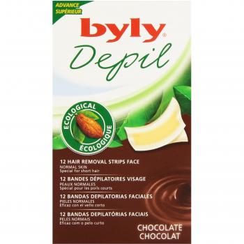 Chocolate Facial Wax Strips - Byly (12 Units)