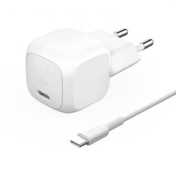 Cargador de Pared Compacto Belkin BoostCharge USB-C 20W con Cable USB-C de 1m, Carga Rápida Power Delivery y PPS, Blanco