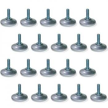 Emuca 2020425 Pie nivelador para mueble, rosca M6x20mm, base Ø35mm, Lote de 20 piezas