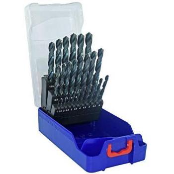 TIVOLY 11453070017 - Juego Broca HSS rectificada cilíndrica TSX Serie corta 25 brocas metal punta en cruz HSS Ø 1>13 mm 1/2