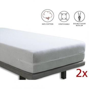 Tural – Funda de colchón elástica con Cremallera. Rizo 100% Algodón