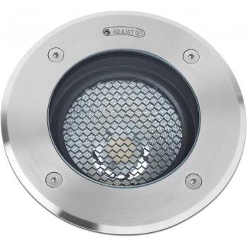 Empotrable de jardín Geiser, Acero inoxidable, difusor de cristal templado, Aluminio, 1 bombilla GU10, dimensiones 13.5 cm, resistente al agua salada, modelo orientable gris 703