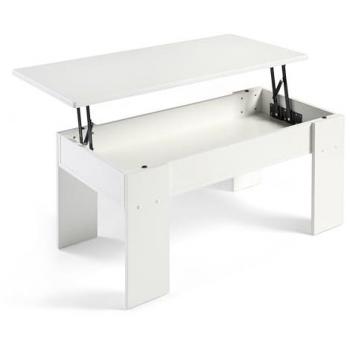 Mesa de Centro Elevable Aitana Blanca, Mesita Auxiliar de Salón y Comedor - 100 cm Ancho x 48 cm Fondo x 43-57 cm Alto