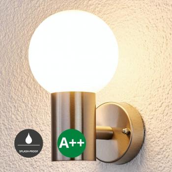 Lámpara de Pared Exterior Moderna Tomma, Acero Inoxidable, Opal Blanco, 1 Foco E27, Resistente a Salpicaduras