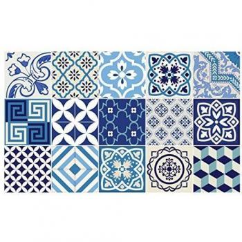 Ambiance-Live Col-Ros-tilesBlue_20x20cm Pegatinas de Pared, Vinilo, Multicolor, 20x20