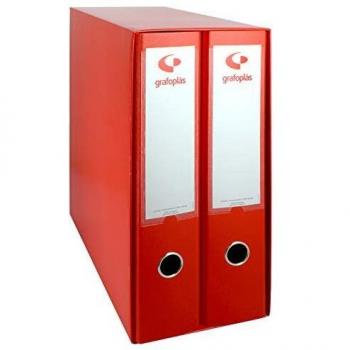 Grafoplás 7279251－Módulo de 2 archivadores con palanca de 65mm color rojo
