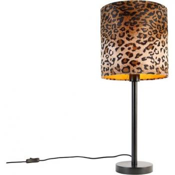 Lámpara de mesa moderna negra con pantalla de leopardo 25 cm - Simplo