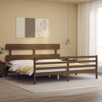 Cama solar sin colchón ámbar 200x200 madera maciza con estructura cama y cabecero de madera maciza marrón miel 200x200 cm Vidaxl Marrón