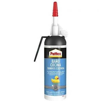 Pattex Baño y Cocina, silicona transparente resistente al moho, sellador impermeable para ducha y más