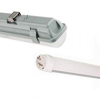 Kit de Réglette LED Impermeable + Tubo Neón LED T8 120cm 36W - Blanco Cálido 2300K - 3500K