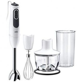 Braun Minipimer 3 Vario MQ3135WH Sauce - Batidora de Mano 750W Brazo de Metal, 11 Velocidades, Antisalpicaduras, Powerbell Plus, Vaso Medidor de 600 ml, Minipicadora de 350 ml, Varillas, Color Blanco
