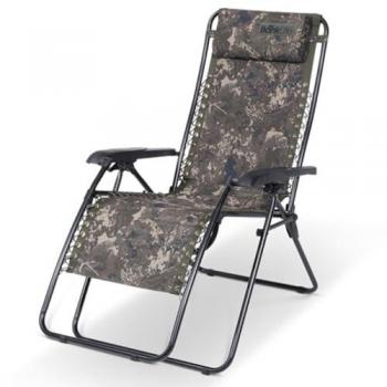 Silla de pesca Nash Hi Back Lounger Reclinable con respaldo alto, estructura resistente, acolchado cómodo, reclinable en múltiples posiciones, patas ajustables para terrenos irregulares y diseño ergonómico