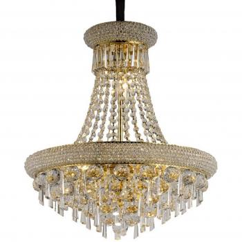 Lámpara colgante Alexetra 9 bombillas oro / cristal
