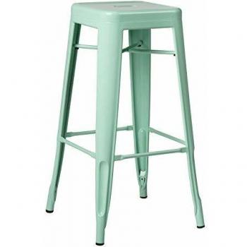 Pack de 4 Taburetes Altos (76 cm) Lix Verde Menta Estilo Industrial para Comedor, Cocina y Bar