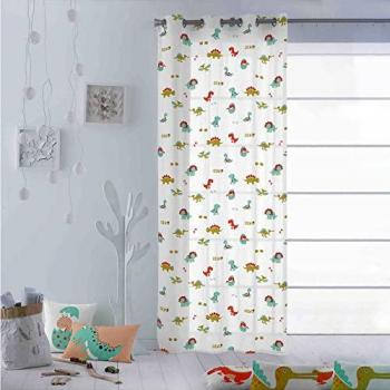 Cortina Infantil con Ojales Dino Cool Kids 100% Algodón 140x260 cm Fabricada en España