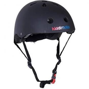 KIDDIMOTO Casco Bicicleta Completamente Ajustabl - Bici Casco para Infantil y Niños para Patinete, Ciclismo, Scooter, Bicicleta de Equilibrio y Monopatin - Negro Mate - M