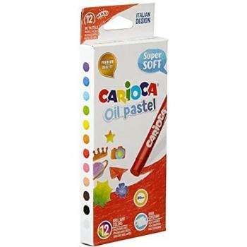 Carioca Maxi Oil Pastels Set - 12 Assorted Colors, Jumbo Size, Easy to Blend, Washable and Lightfast