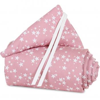 Protector acolchado para cuna babybay Maxi Piqué Estrellas Blancas 168 x 24 cm