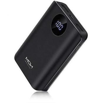 MOXNICE Bateria Externa Powerbank 10000mAh, El más Pequeño y Ligero Power Bank con 2 Salidas USB & Pantalla LCD para iPhone iPad Samsung Huawei Xiaomi