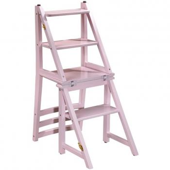Sillas Asientos Doble Taburete Alto Escalera Silla Multifunción Estanterías Caucho Doblado, Rosa, Altura 90cm