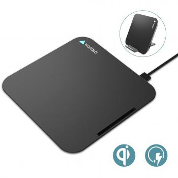 Cargador Inalámbrico Rápido, Wofalo 2 en 1 Soporte Almohadilla Qi Cargador Portátil Dock Con Carga Rapida 10W para Samsung Galaxy S8/S8 Plus/S7/S7 Edge/S6 Edge Plus Estándar 5W para iPhone8/8 Plus,iPhone X y Todos Móviles con QI
