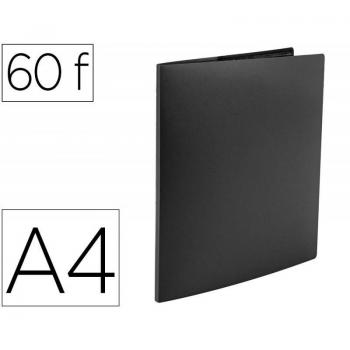 Carpeta de polipropileno negro opaco con 60 fundas tamaño A4 marca Liderpapel
