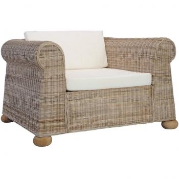 Sillón de ratán natural con cojines