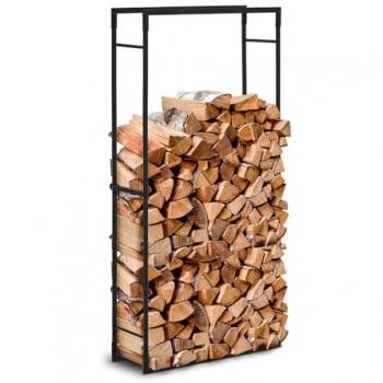 Estante para leña de acero negro - 35 kg - 60 x 25 x 150 cm