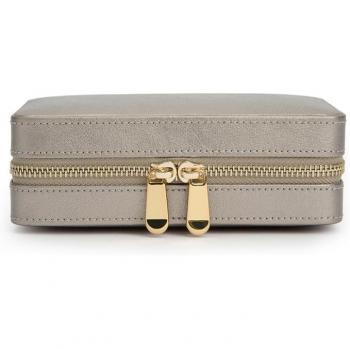 Wolf Palermo Travel Jewelry Case in Tin Color with Zipper