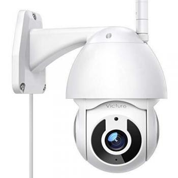 Victure Cámara WiFi exterior FHD 1080P con vista panorámica/inclinación de 360°, visión nocturna, impermeable, IP66, detección de movimiento, compatible con iOS/Android.