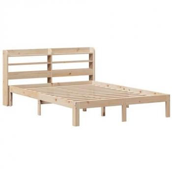 Estructura de cama con cabecero de madera maciza de pino 140x190 cm