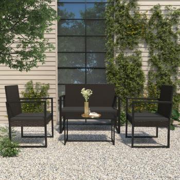 Conjunto de jardín 4 piezas ratán sintético negro
