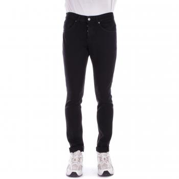 Dondup Slim-Fit Black Men's Trousers W32 with Button Logos