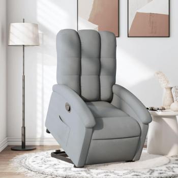 Sillón reclinable elevable de tela gris claro Vidaxl