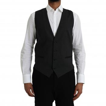 Dolce & Gabbana Black Cotton Waistcoat Dress Formal Vest - IT50 | L