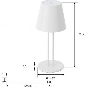 Lámpara de mesa LED recargable Janea TWIN, blanca, metal con regulador táctil