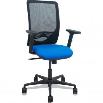 Silla Zulema sincro malla negra asiento bali azul brazos 2D ruedas 65mm