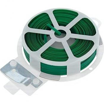 Amig - Rollo de Alambre Flexible con Cortador y Protección de Plástico | Alambre para Verjas y Jardín en Color Verde - 30 metros | Hecho de Acero