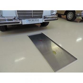 Veteranicar Bandeja de goteo larga para aceite, aprox. 115 x 40 x 2 cm, aluminio, color plateado