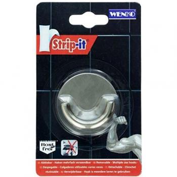 Percha mural Rondo de acero inoxidable mate Strip-it Wenko sin taladrar