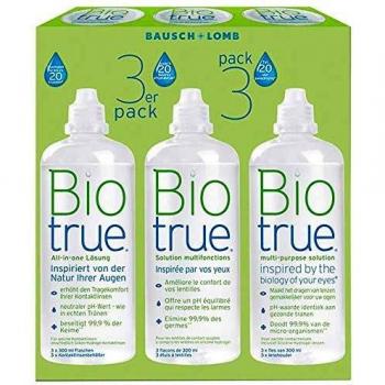 Biotrue Solución Multifuncional para Lentes de Contacto Pack 3 x 300 ml con Estuches