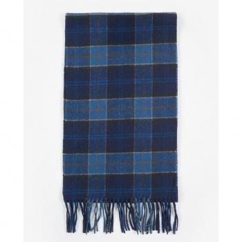Barbour Classic Tartan Lambswool Scarf - Unisex - Midnight Blue - Fringed