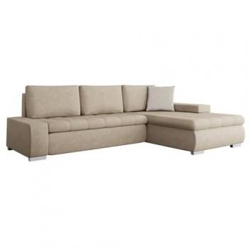 Sofá rinconero Comfivo 112 con función de descanso y caja de ropa de cama, 265x185x85cm