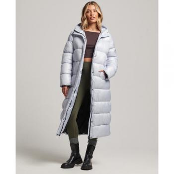 Superdry Women's XPD Longline Puffer Jacket - Ice Blue, Casual, Nylon