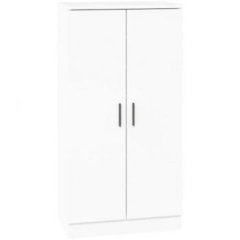 Mueble zapatero madera contrachapada blanco brillo 55x35x108 cm
