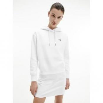 Calvin Klein Women's White Embroidered Logo Hoodie, Regular Fit, Size XXS