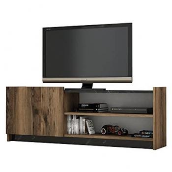 Mesa TV 100% Tablero Aglomerado Melamina Color Oscuro Nogal Negro Mármol