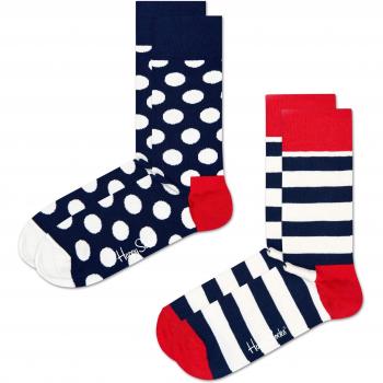Happy Socks 2-Pack Classic Big Dot and Striped Socks - White, Red, Multi Coloured - Size: 41-46, 7.5-11.5 Unisex